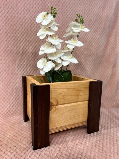 8" Pine & Mahogany Planter | Handmade Wooden Plant Box