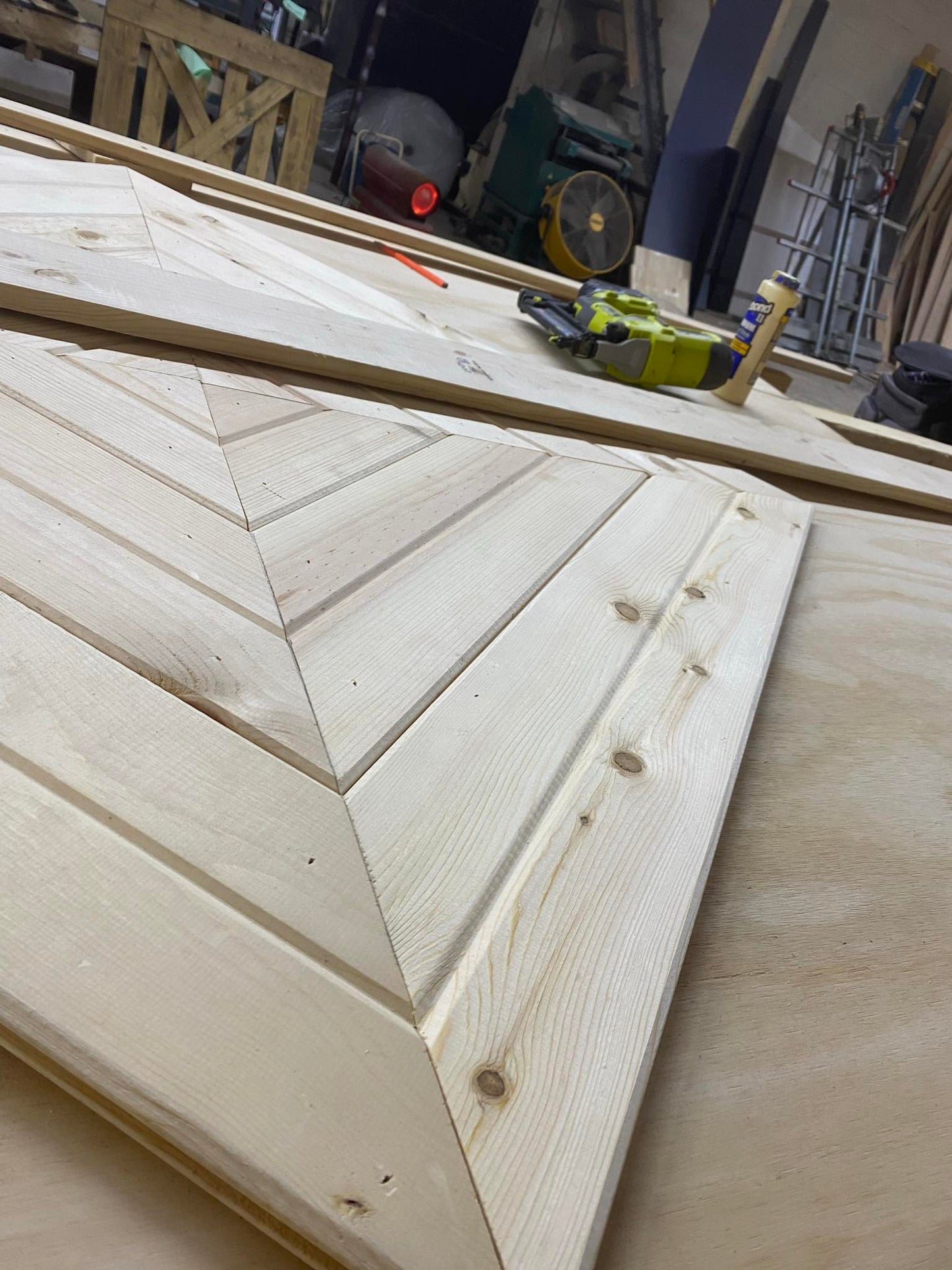 Custom Chevron Barn Door: Solid Pine, Modern Rustic Style