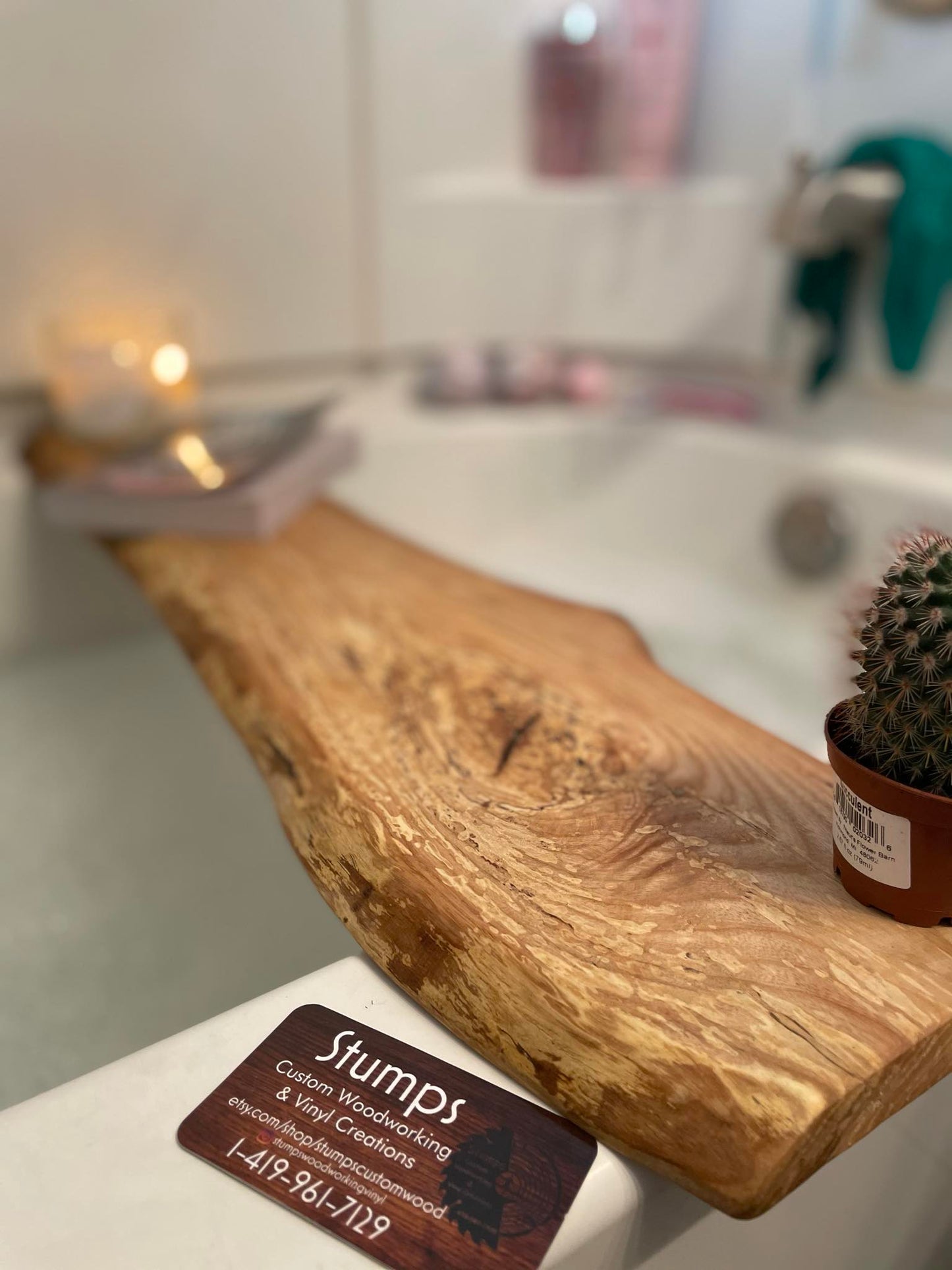 Pine / Cherry Bathtub Tray | Handmade Live Edge Wooden Bath & Serving Board
