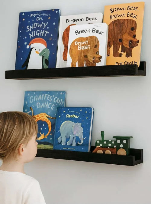 Floating Picture Ledge Shelf – Solid Hardwood Wall Shelf for Photos, Art & Decor