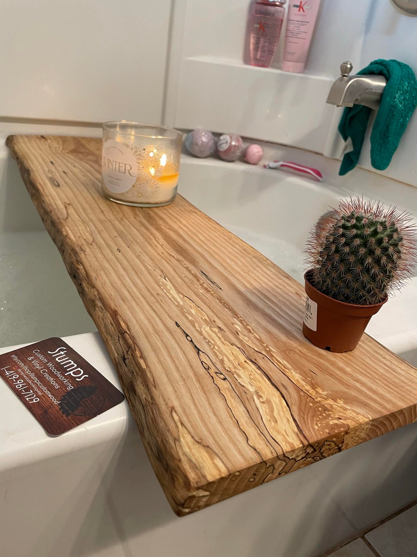 Pine / Cherry Bathtub Tray | Handmade Live Edge Wooden Bath & Serving Board
