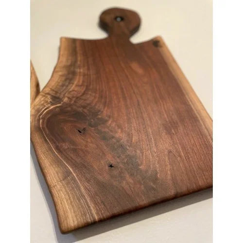 Handled Walnut Wood Cutting Board | Handmade Live Edge Board