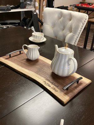 Laser Engraved Charcuterie Board | Live Edge Walnut Cheese & Serving Tray