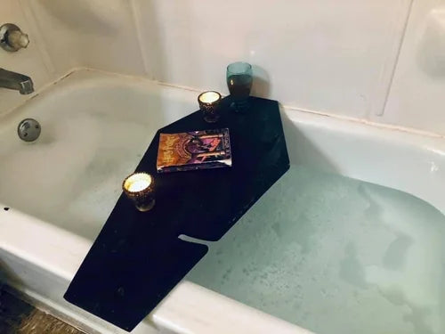 Halloween Coffin Bathtub Caddy | Handmade Wooden Gothic Bath Tray