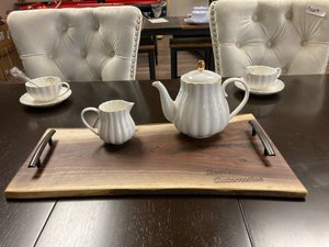 Laser Engraved Charcuterie Board | Live Edge Walnut Cheese & Serving Tray