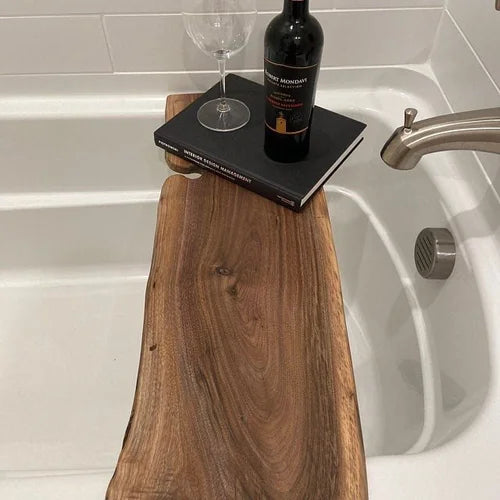 Live Edge Walnut Bathtub Tray | Handmade Wooden Bath Board
