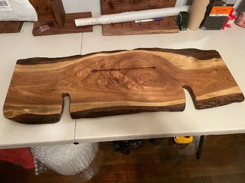 Butternut Live Edge Bath Board | Handmade Wooden Tub Tray