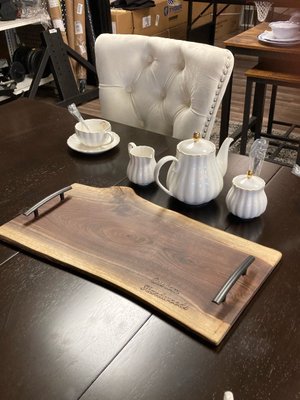Laser Engraved Charcuterie Board | Live Edge Walnut Cheese & Serving Tray