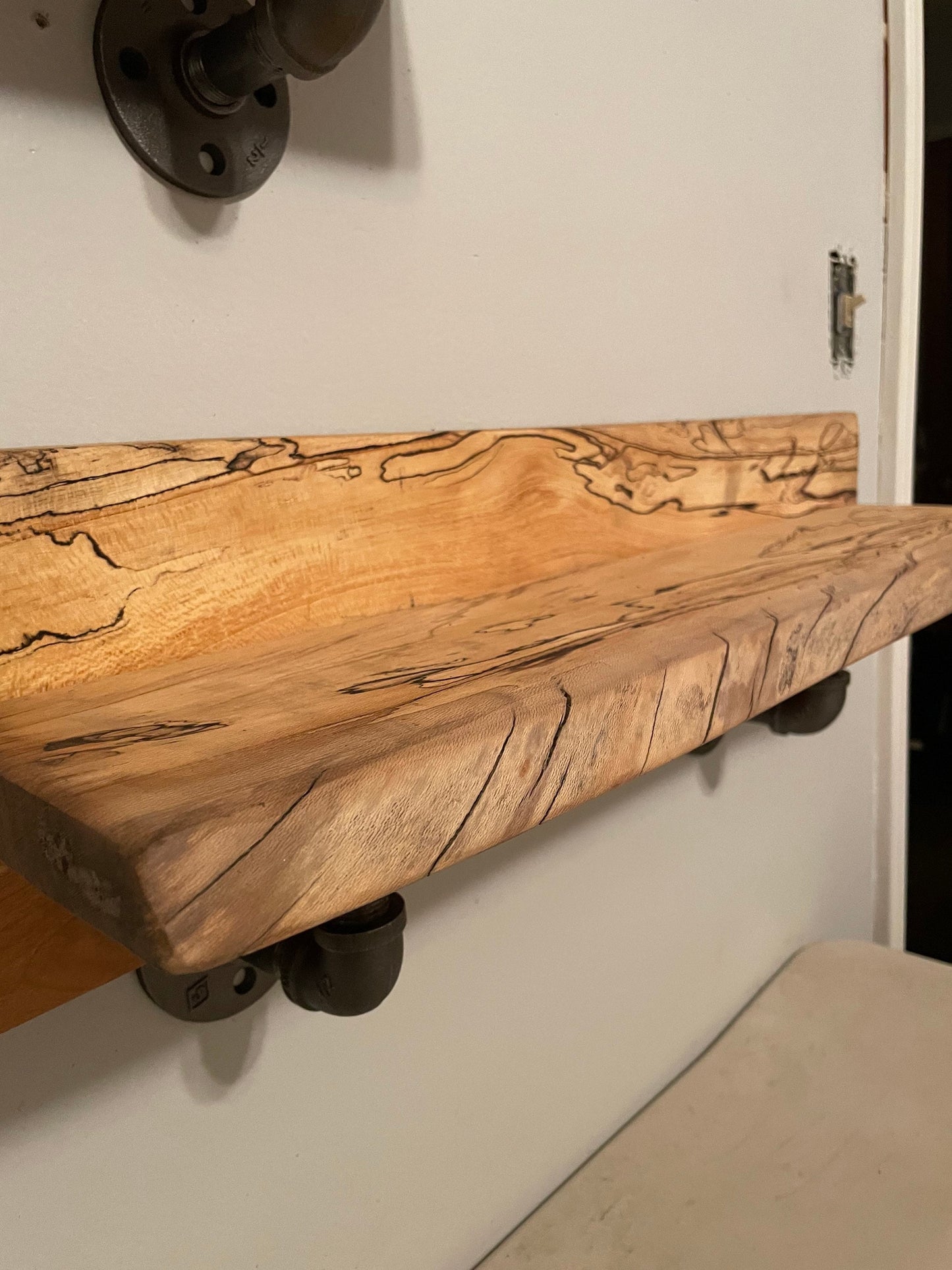 Spalted Maple Live Edge Shelf: Rustic Wall Decor