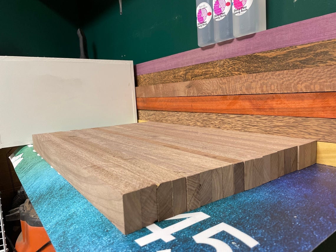Single Walnut Cutting Board Blanks – Kiln-Dried Hardwood Strips – S2S Sanded Craft & Woodworking Stock – Multiple Lengths