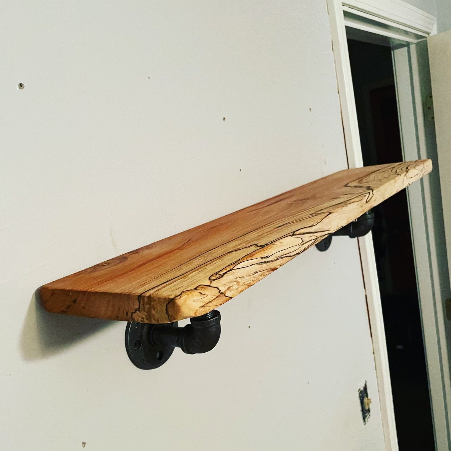 Spalted Maple Live Edge Shelf: Rustic Wall Decor