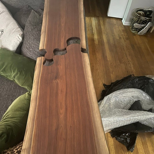 Puzzle Piece Black Walnut Charcuterie Board: XL Live Edge Cutting Board