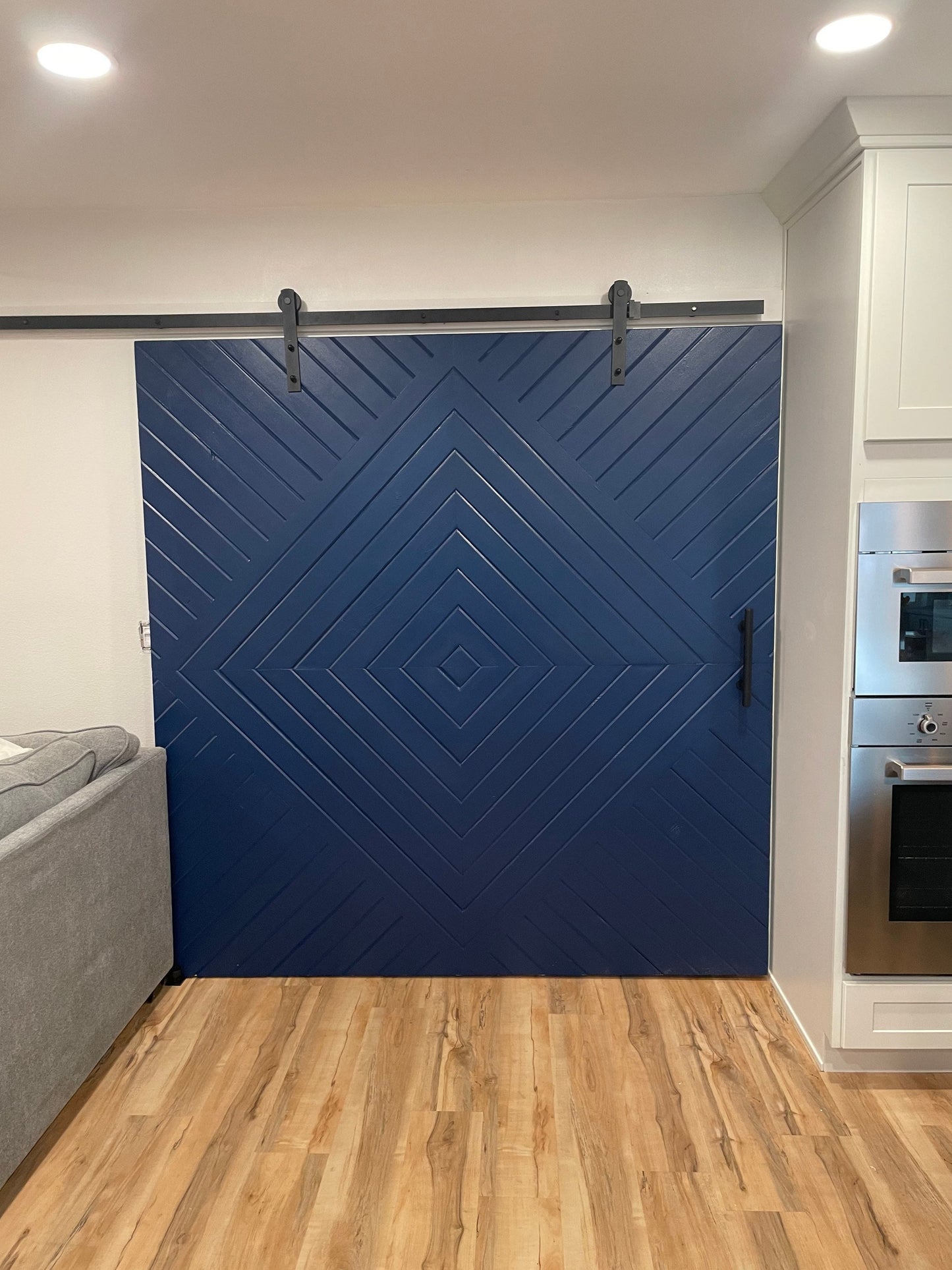 Custom Chevron Barn Door: Solid Pine, Modern Rustic Style