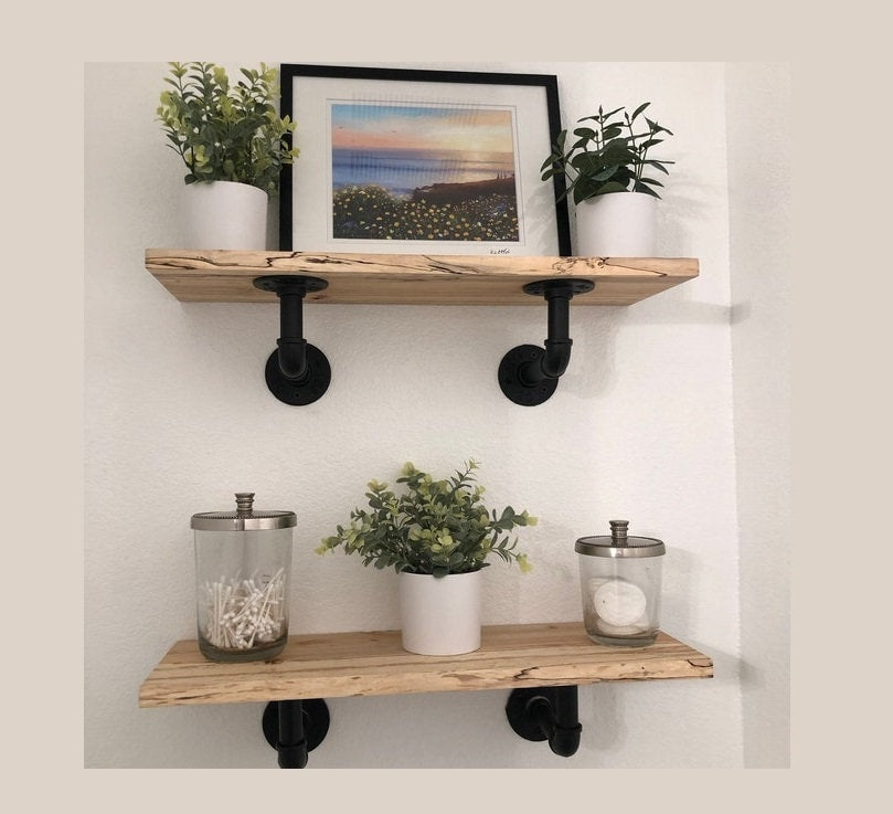 Spalted Maple Live Edge Shelf: Rustic Wall Decor