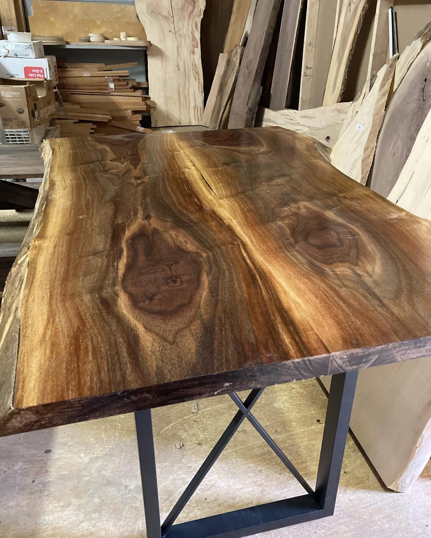 Handcrafted Live Edge Walnut Dining Table: Modern Rustic Furniture