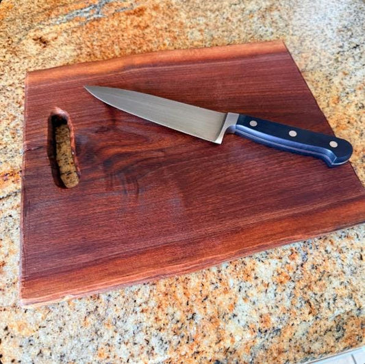 Custom handmade wood cutting board with natural grain finish