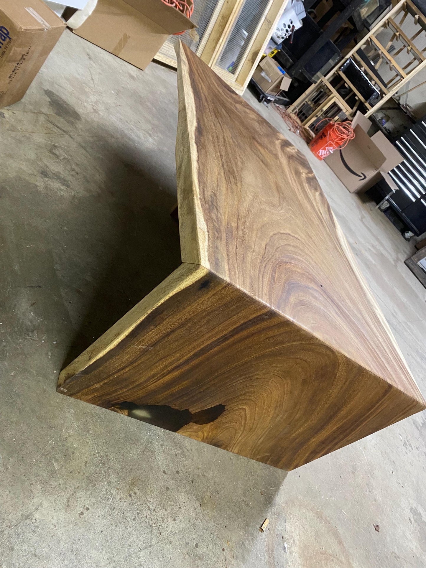 Custom Live Edge Waterfall Kitchen Island: Handcrafted Solid Wood Countertop Bar