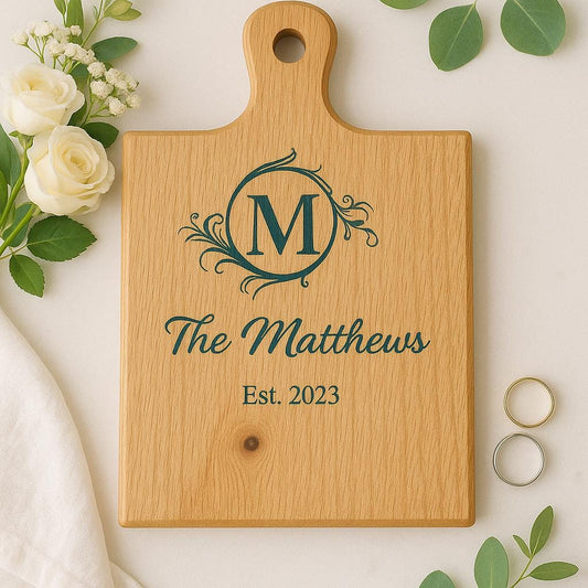 Custom Oak Wedding Cutting Board: Personalized Charcuterie Board, Engagement & Anniversary Gift