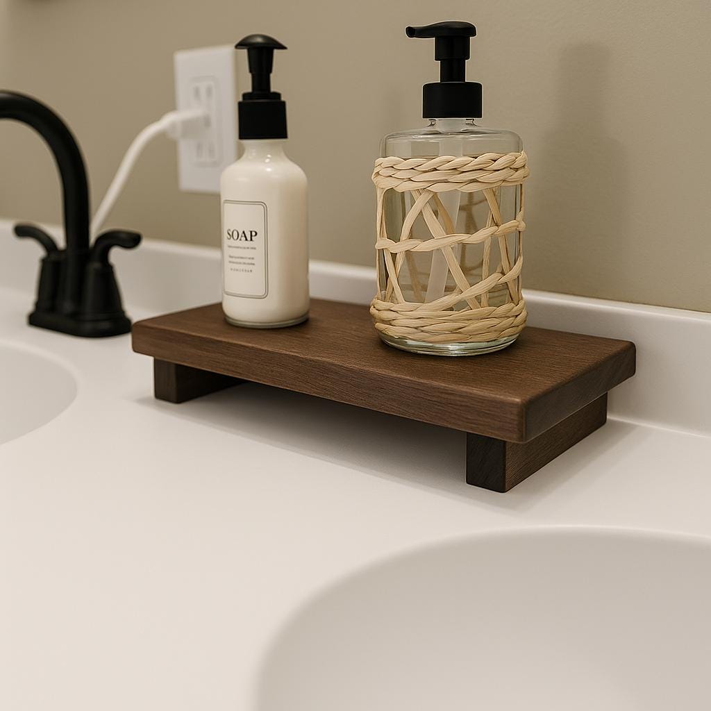 Rustic Wood Table Riser: Farmhouse Candle & Plant Display