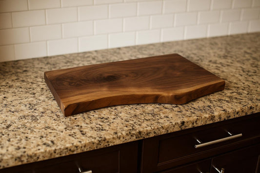 Rustic Walnut Live Edge Cutting Board: Handmade Charcuterie Board, Serving Tray & Gift