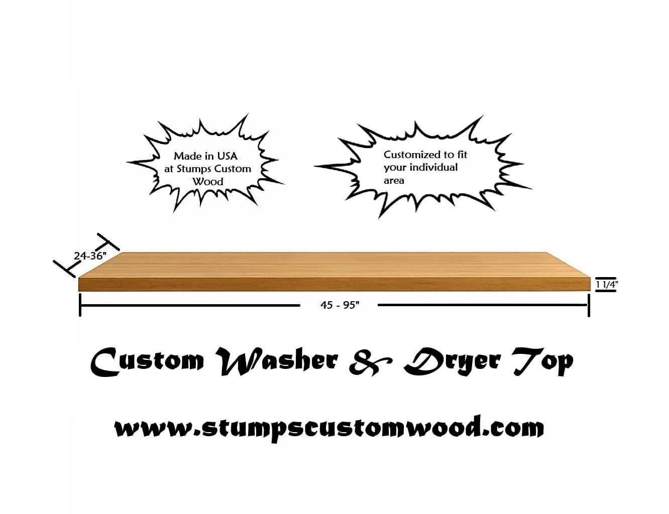 Wooden Washer and Dryer Top: Custom Laundry Room Countertop Handcrafted to Fit