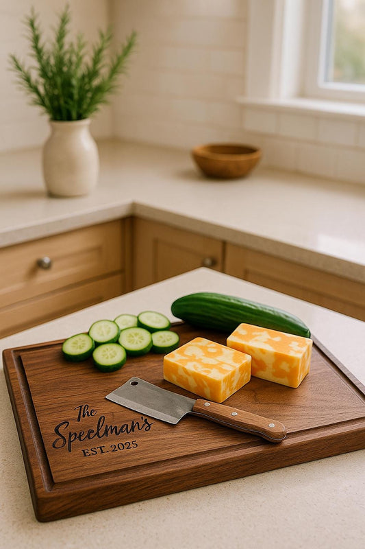 Personalized Oak Cutting Board: Engraved Wedding Charcuterie Board