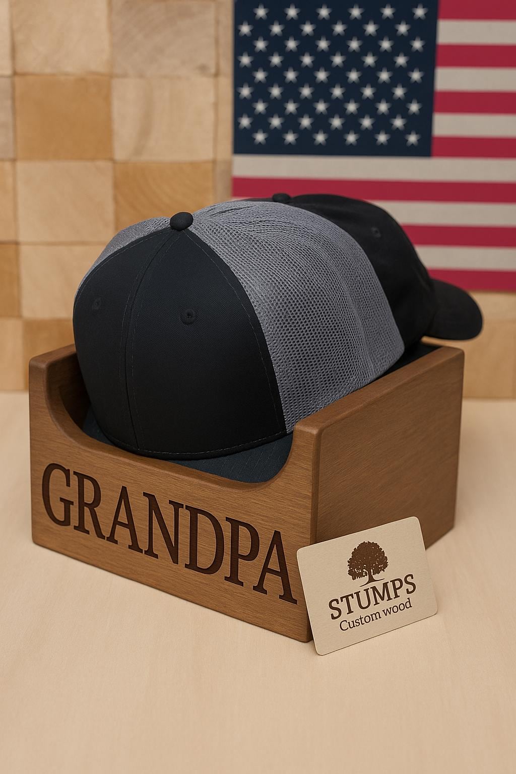 Wooden Hat Organizer Box: Custom Groomsmen Gift, Rustic Storage Keepsake for Men