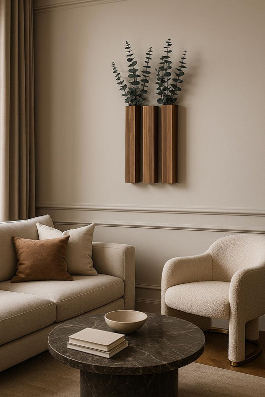 Handmade Wood Wall Vase Set of 3: Rustic Farmhouse Decor