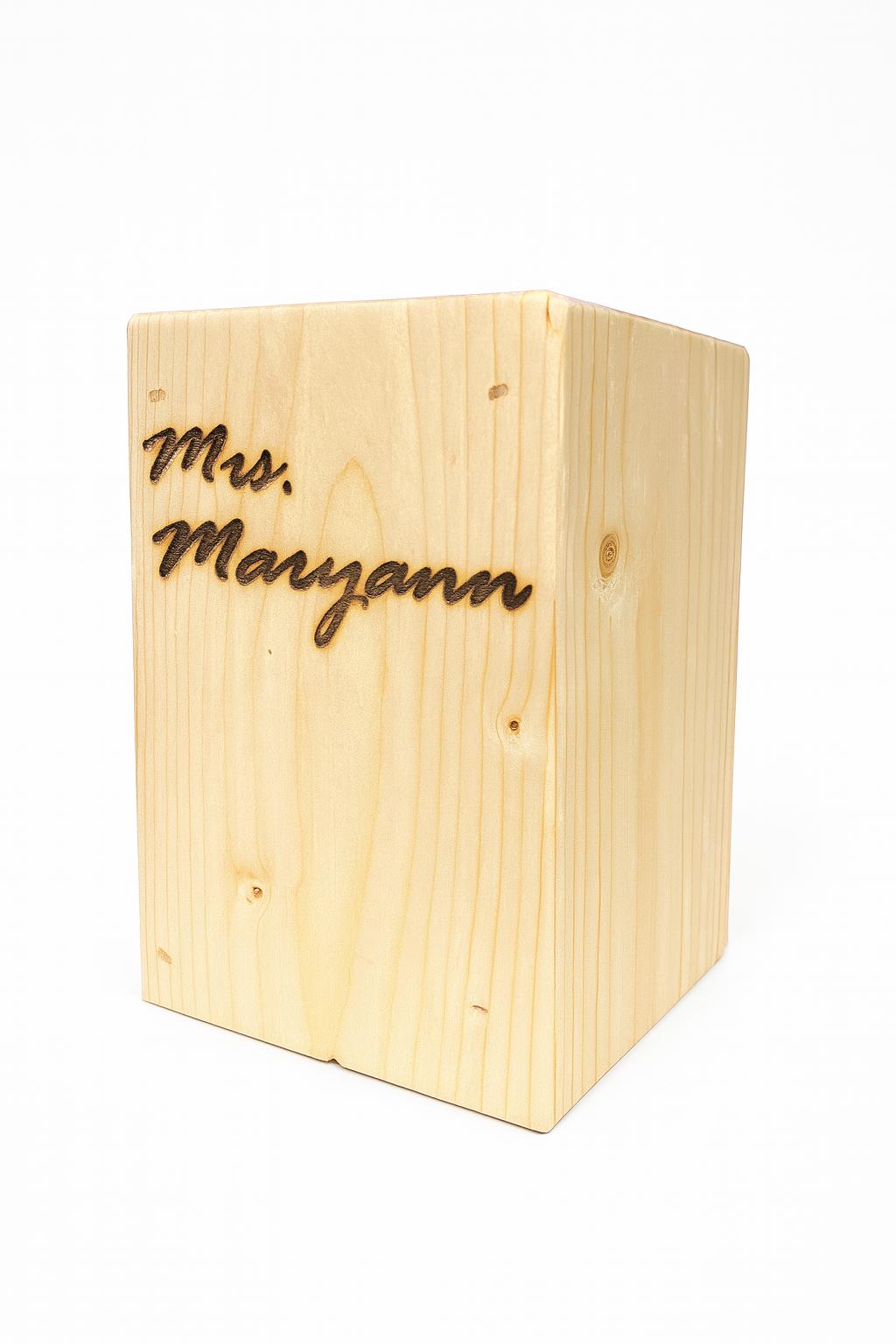 Personalized Wood Pen and Pencil Holder: Engraved Teacher Desk Organizer