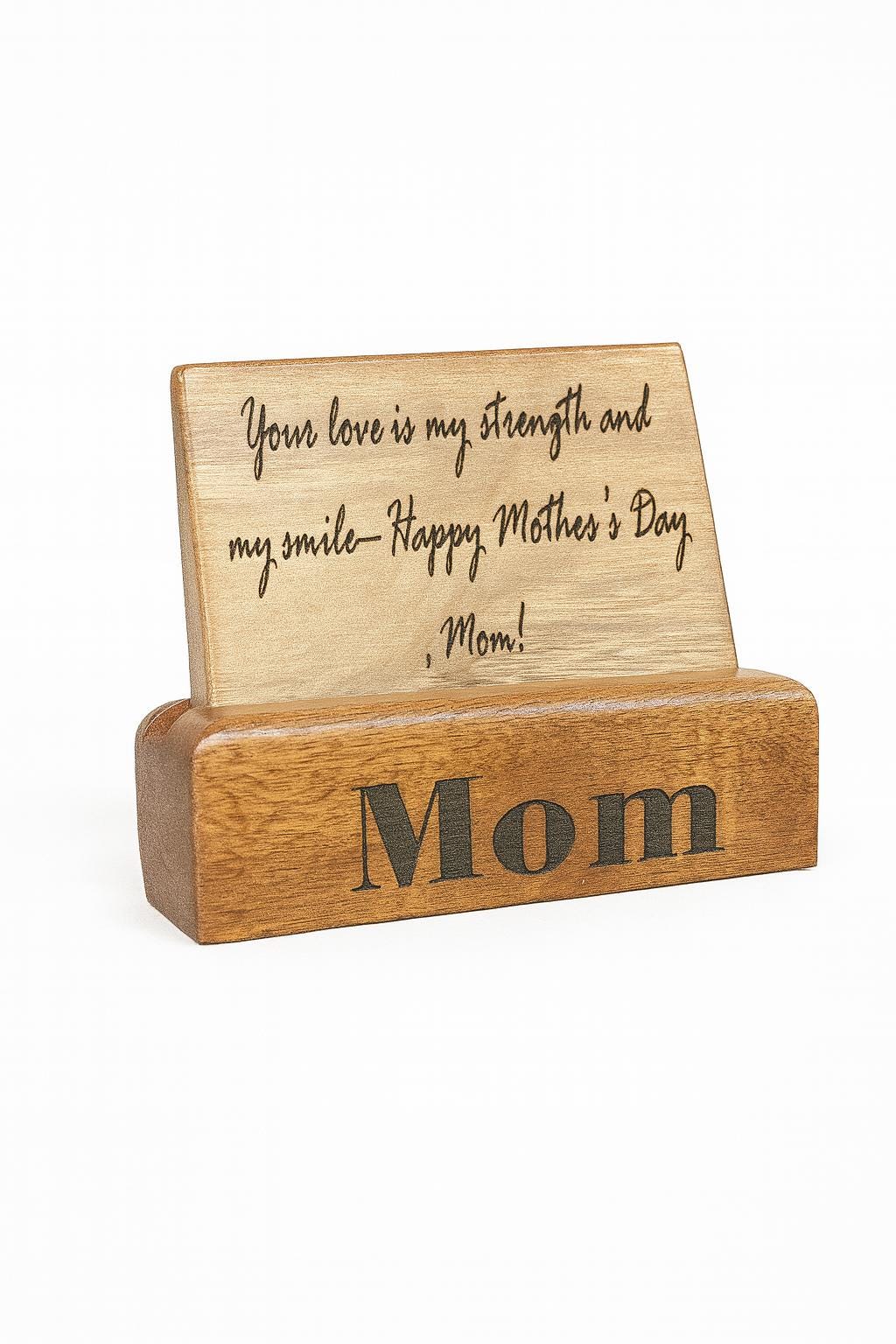 Engraved Walnut Wood Mother's Day Card: Personalized Keepsake Gift
