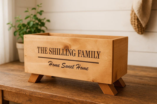 Handmade Wooden BarWine Bar Cooler Trough: Engraved Rustic Beverage Station