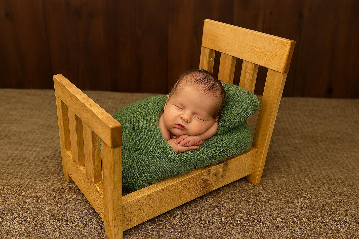 Mini Newborn Bed: Rustic Photo Prop for Baby