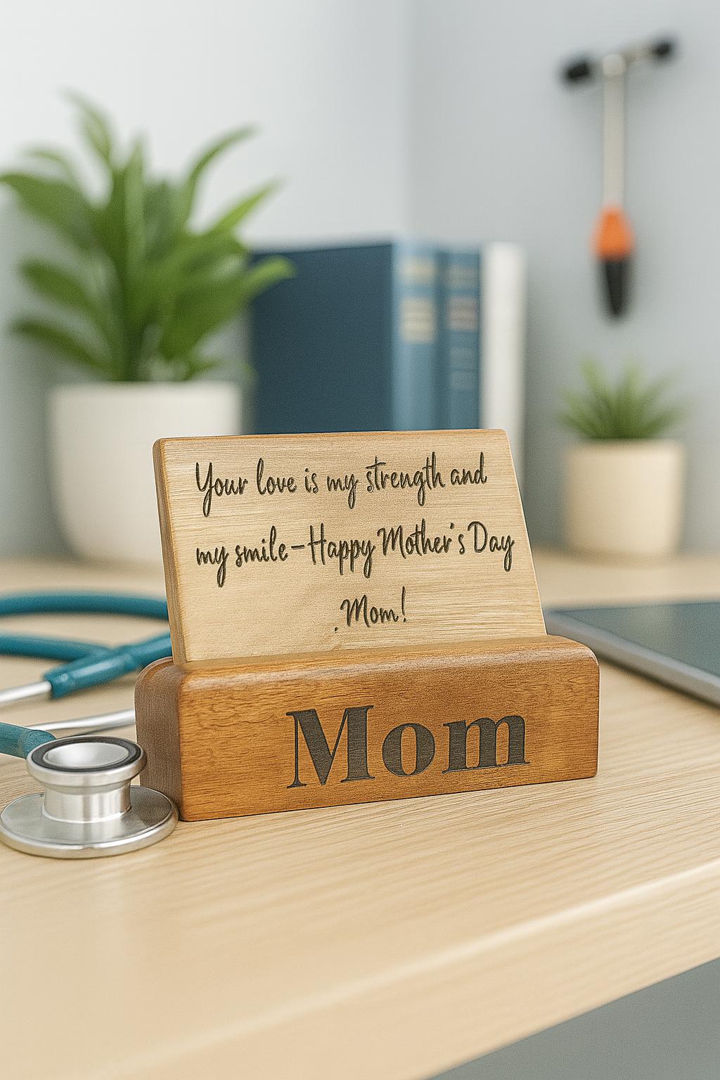 Engraved Walnut Wood Mother's Day Card: Personalized Keepsake Gift