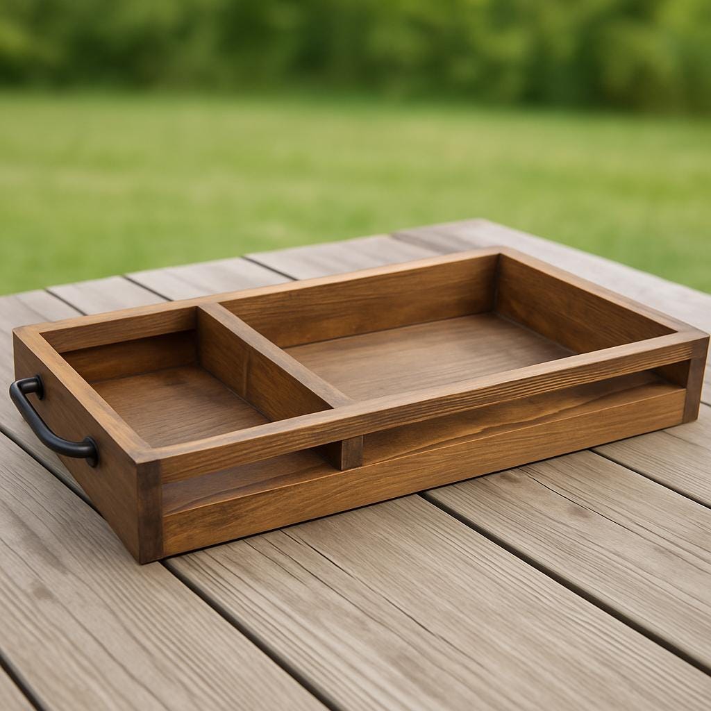 BBQ Grilling Tray Food Organizer | Custom Wood Tray for Grill Masters | Fathers Day Gift | Outdoor Cooking Tray by Stumps Custom Wood