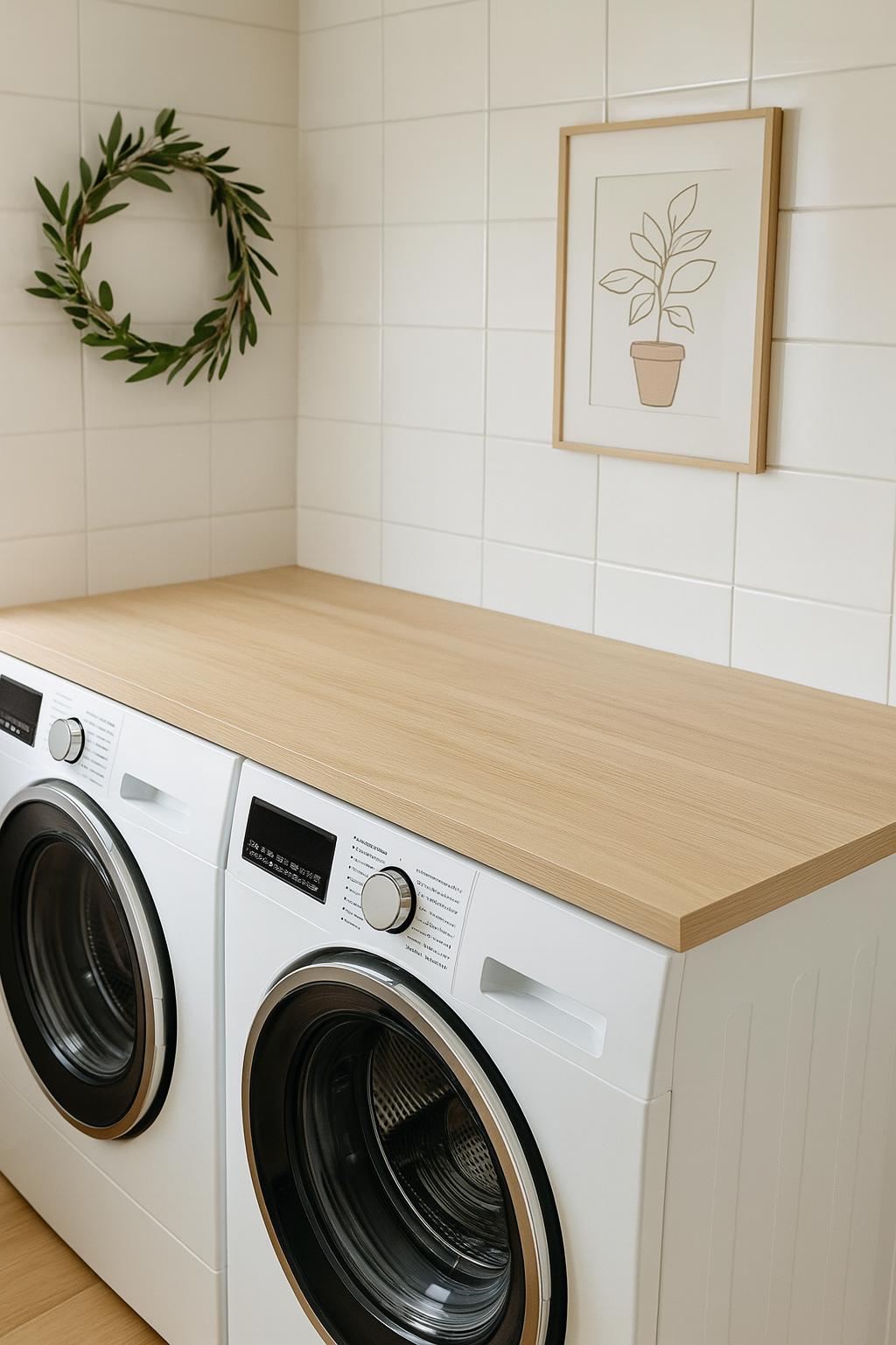 Wooden Washer and Dryer Top: Custom Laundry Room Countertop Handcrafted to Fit
