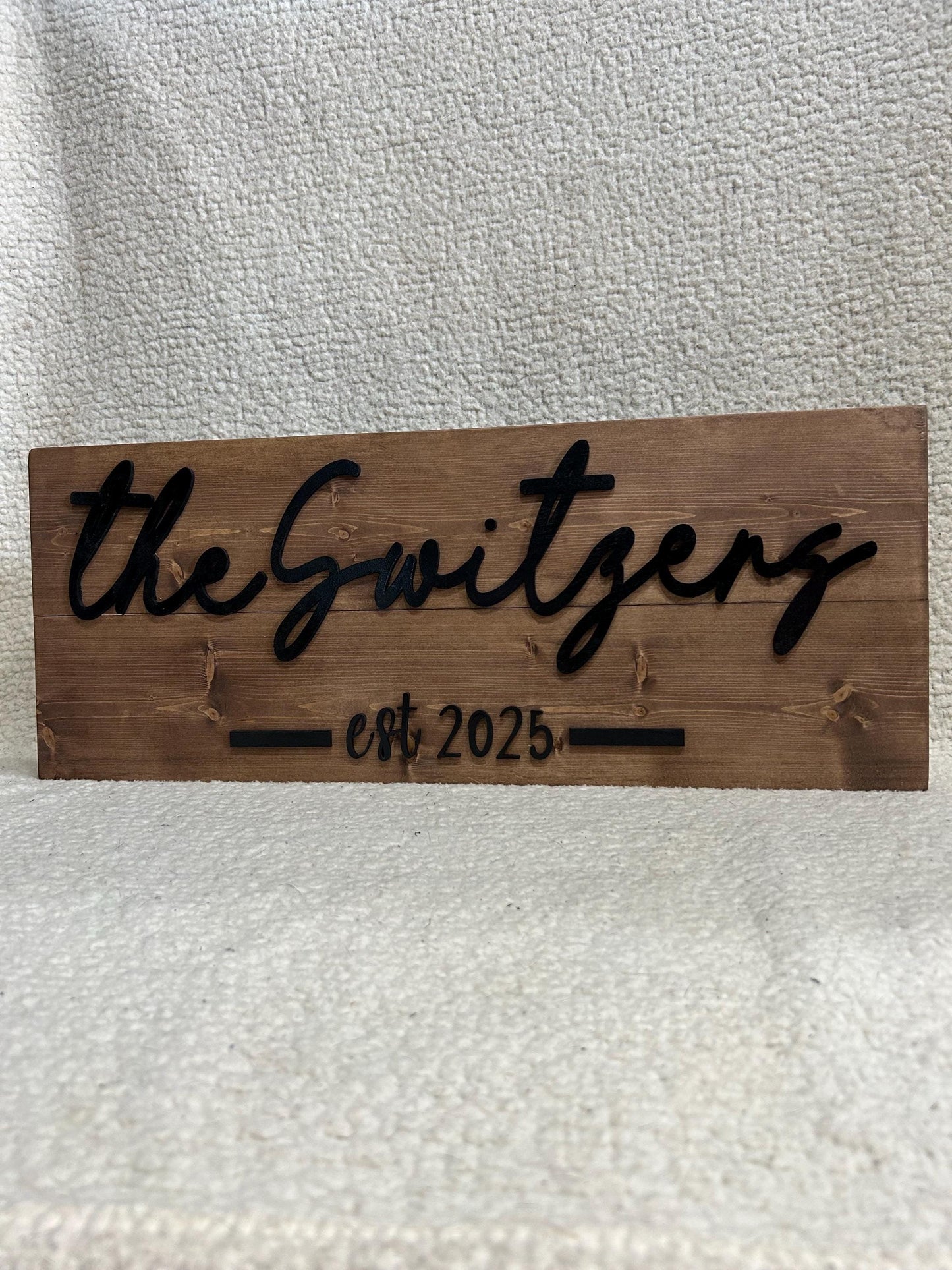 Personalized Family Name Sign: 3D Wood Lettering, Established Date