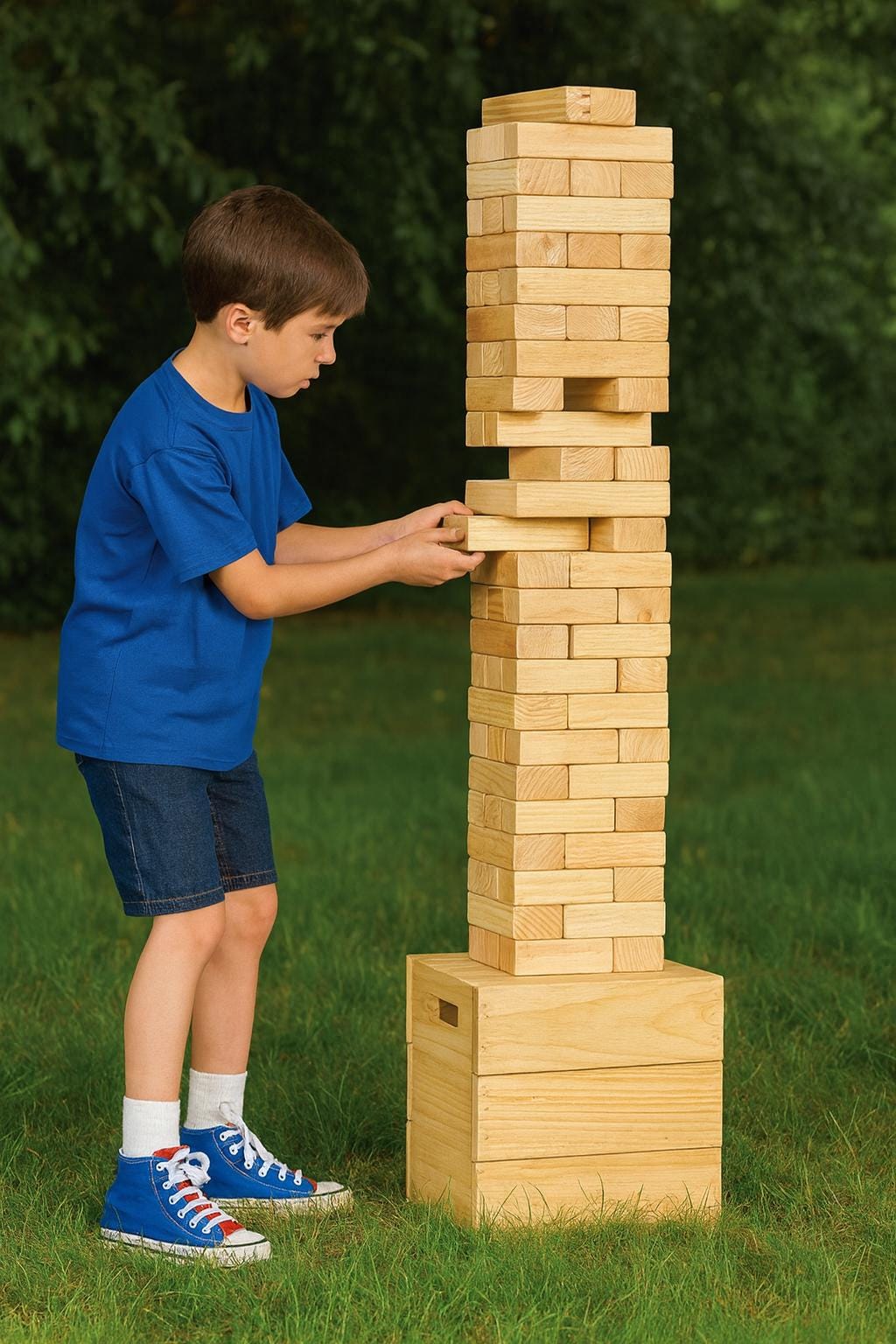 Giant Tumbling Tower Game: Wooden Stacking Blocks for Outdoor Backyard Parties & Fun