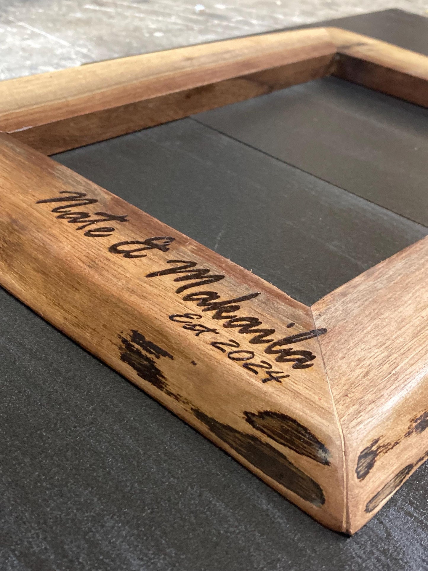 Personalized Live Edge Wood Picture Frame: Rustic Engraved Photo Display