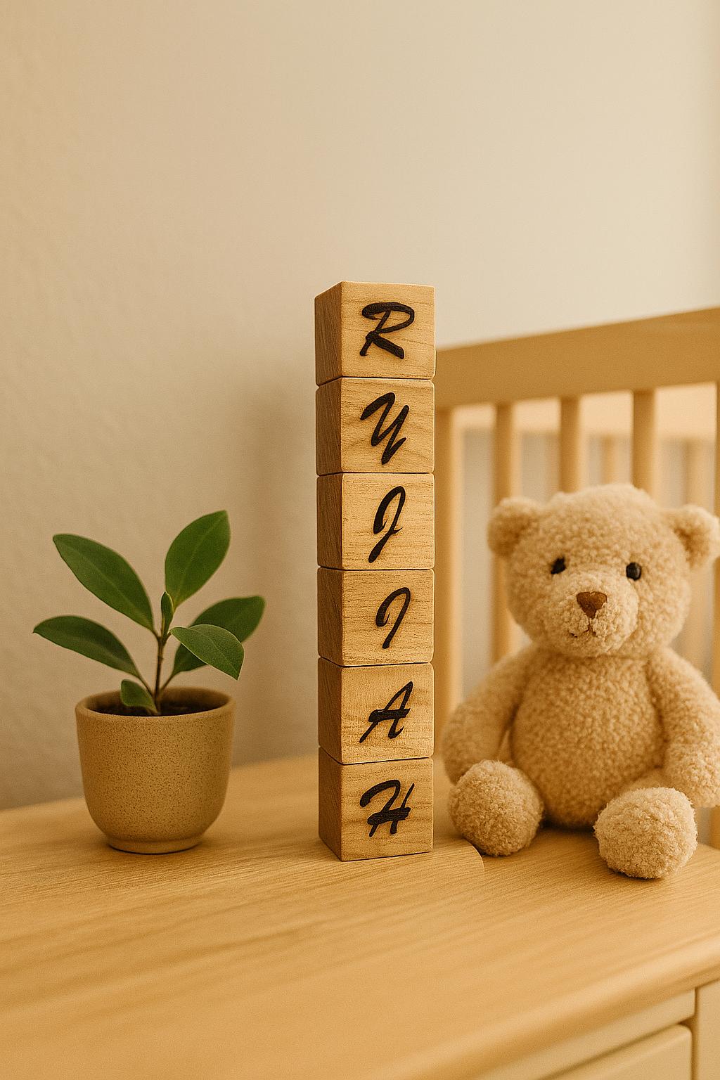 Personalized Wooden Name Blocks: Custom Baby Keepsake & Nursery Room Decor Gift