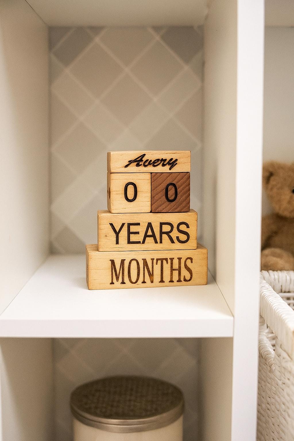 Personalized Wooden Milestone Blocks: Rustic Nursery Photo Props