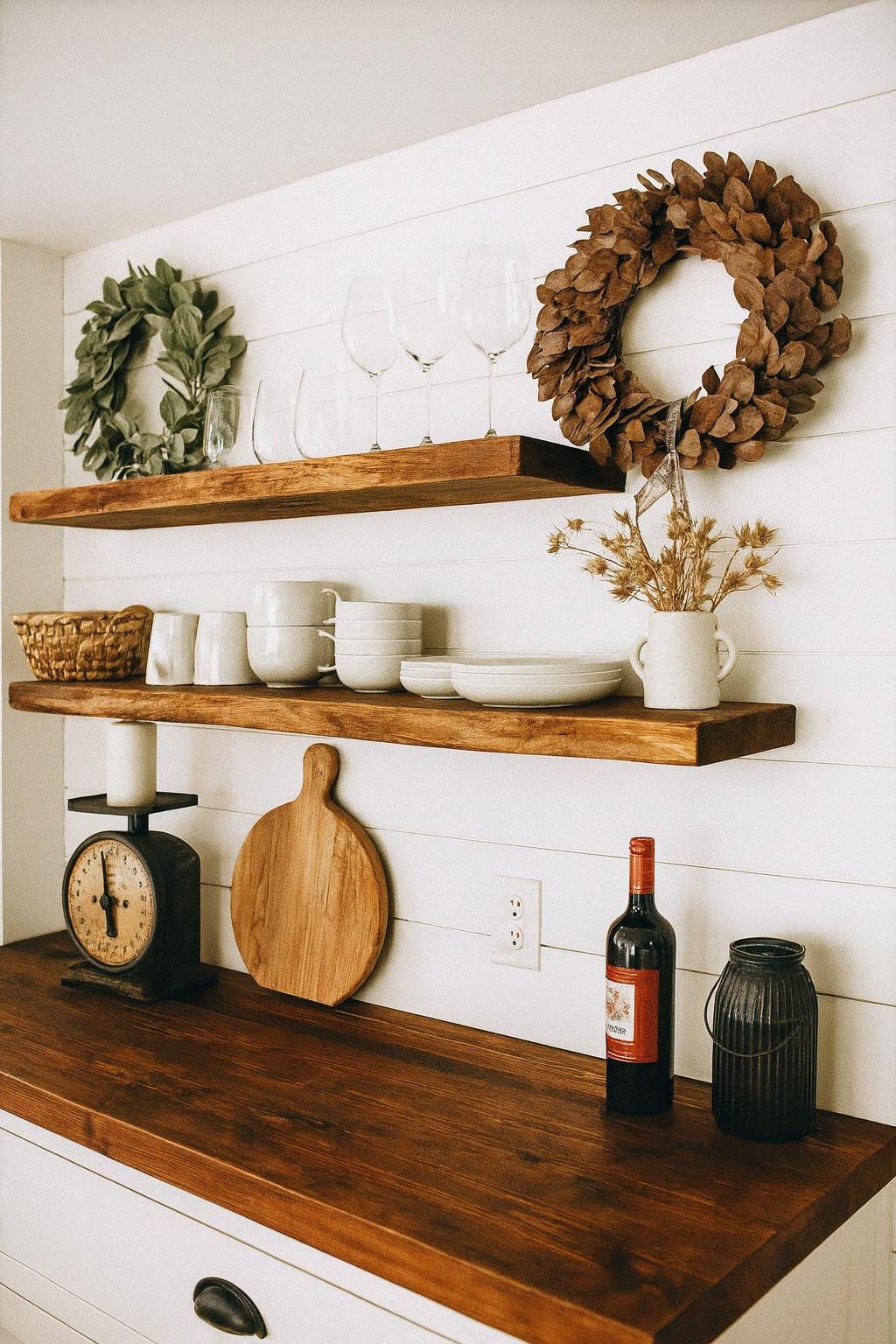 Walnut Live Edge Shelf: Rustic Floating Wall Shelves for Home & Office