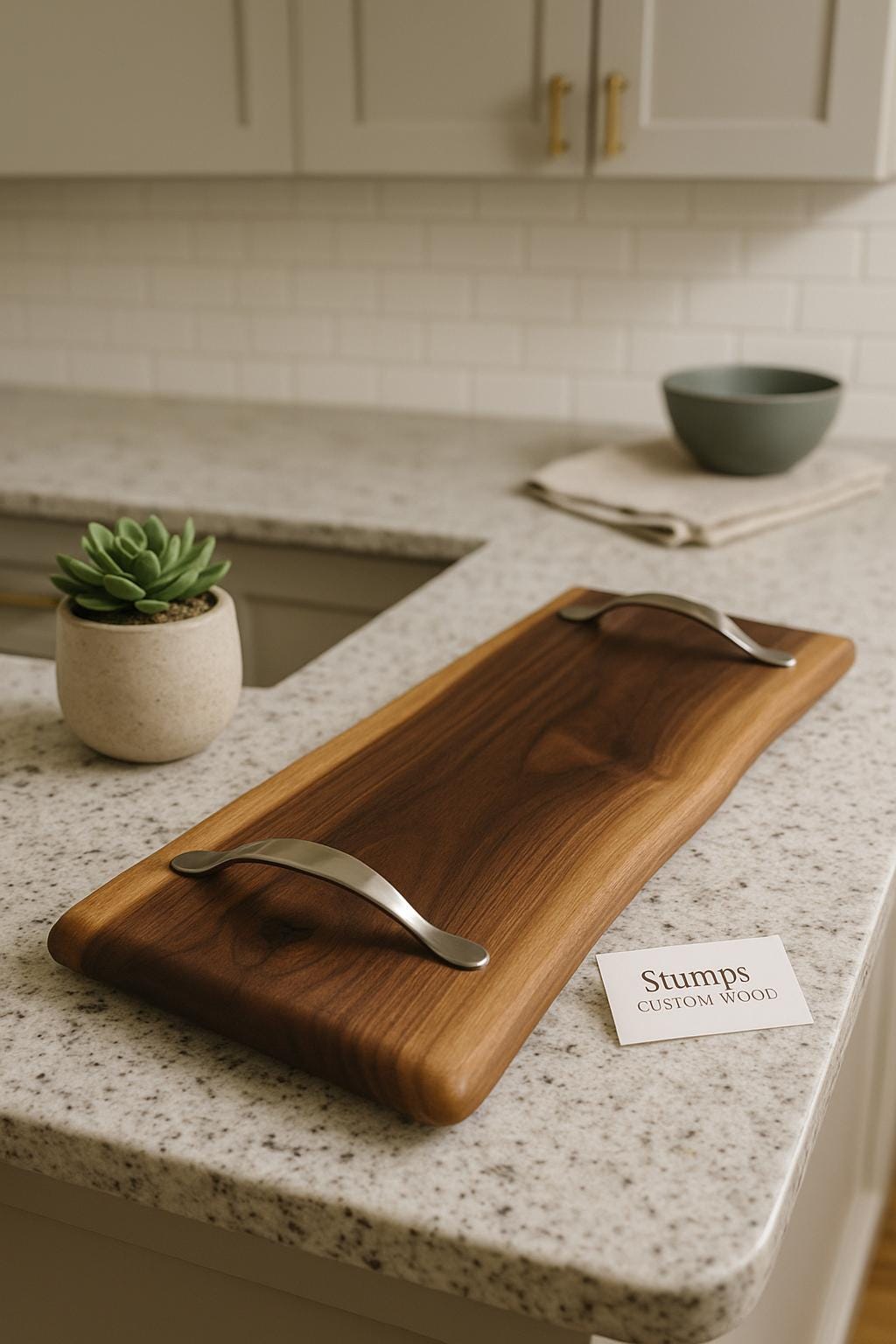 Personalized Walnut Charcuterie Board: Live Edge Serving Tray