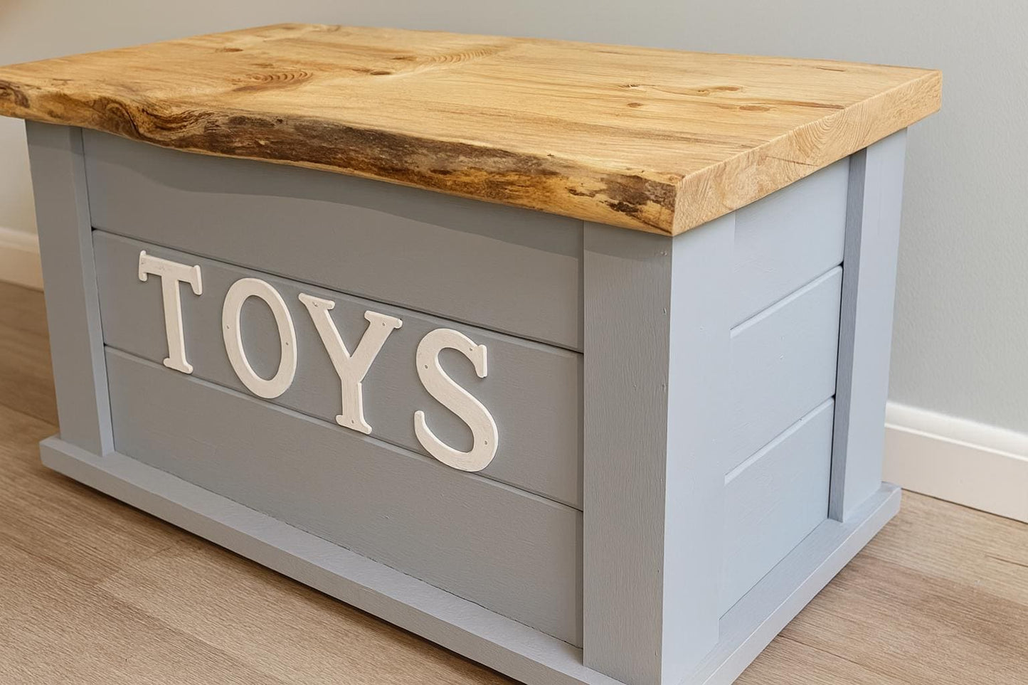 Custom Live Edge Toy Chest: Personalized Handcrafted Wooden Storage Trunk for Children