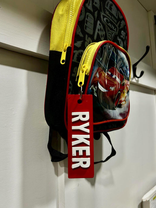 Engraved Backpack Name Tag | Custom Bag Tag for Kids | Personalized School ID Tag | Wood Name Tag for Backpack | Back to