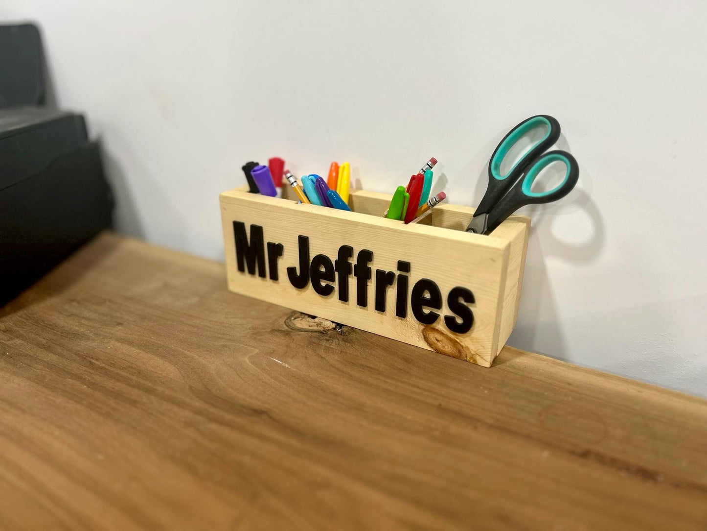 Personalized Pencil Teacher Desk Organizer | Custom Teacher Gift | Wooden Desk Caddy | Classroom Decor | Back to School Gift | Teacher Name
