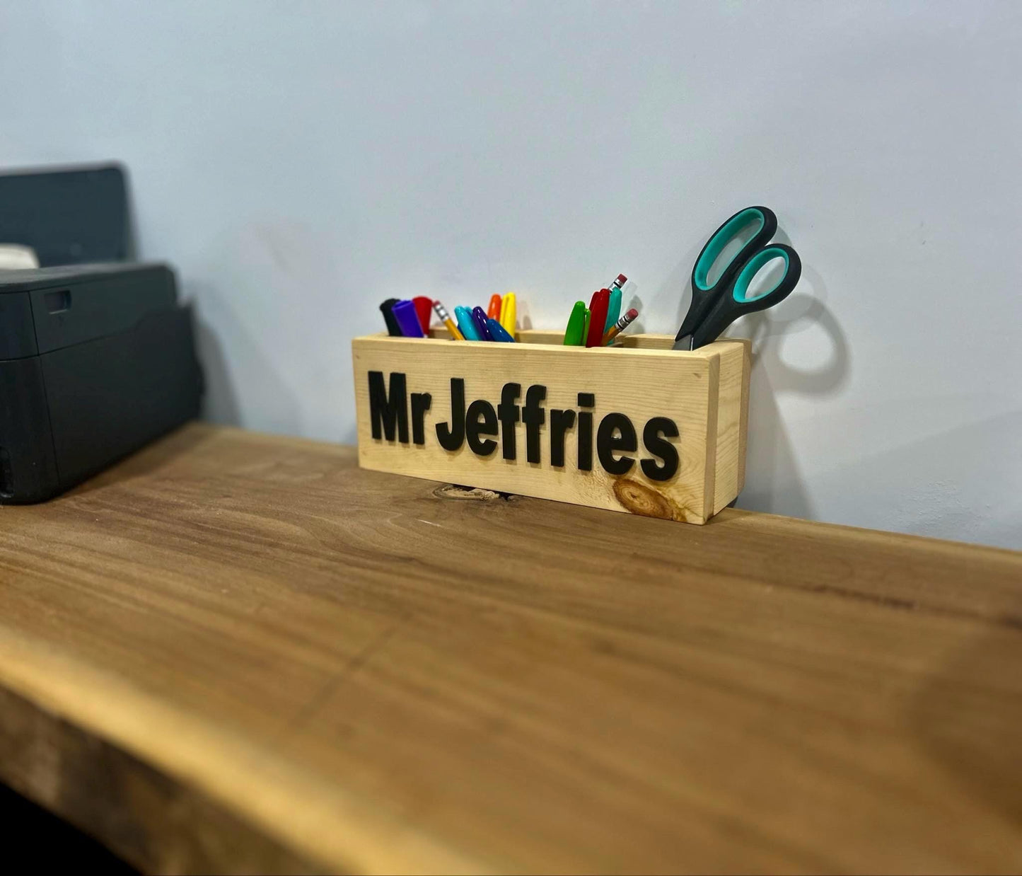 Personalized Pencil Teacher Desk Organizer | Custom Teacher Gift | Wooden Desk Caddy | Classroom Decor | Back to School Gift | Teacher Name