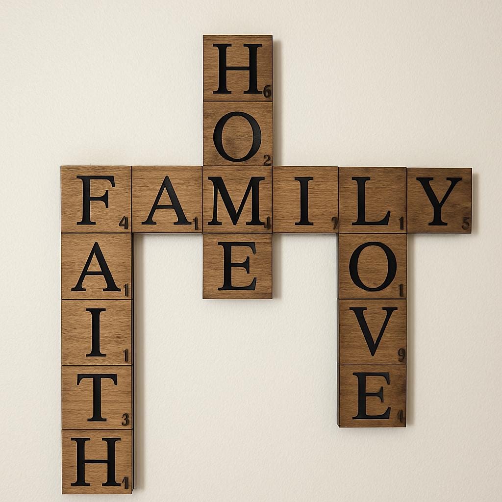 Family Scrabble Name Blocks: Personalized Wooden Tiles Wall Art & Custom Gift Decor
