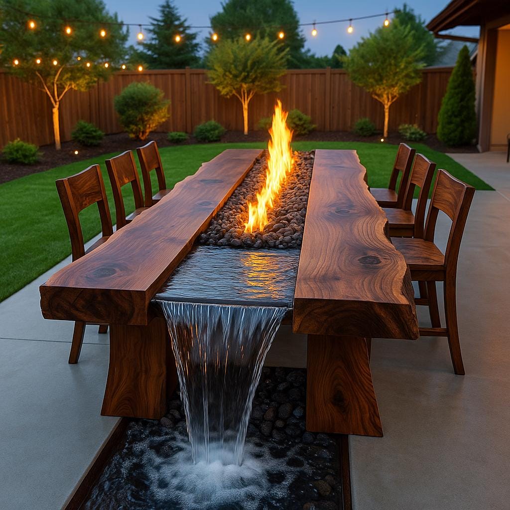 Giant Live Edge Waterfall River Table: Custom Epoxy Resin Dining Table