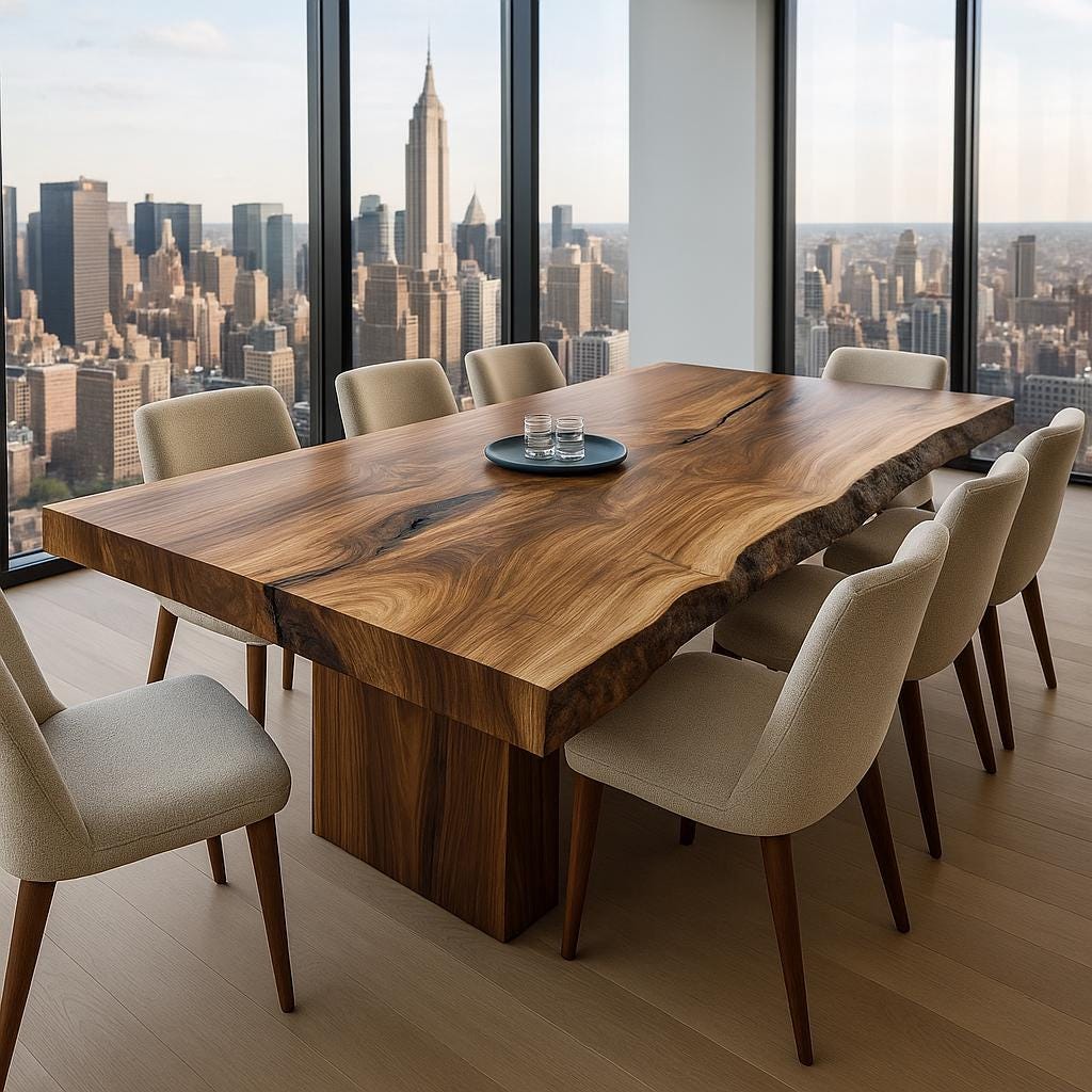 Custom Walnut Live Edge Table: Rustic Handmade Furniture