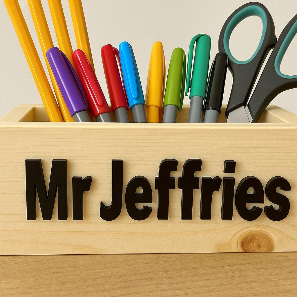 Personalized Pencil Teacher Desk Organizer | Custom Teacher Gift | Wooden Desk Caddy | Classroom Decor | Back to School Gift | Teacher Name